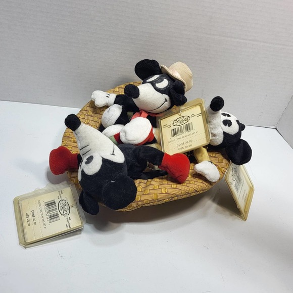 Mickey Mouse Classic Comic Bean Bag Set 8" Set of 3 Plush in a Hat Disney Store - Picture 7 of 11